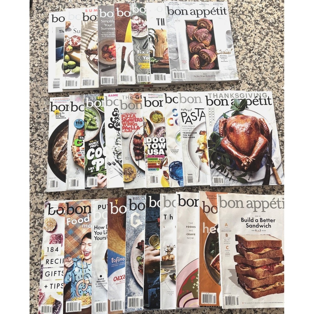 Lot of 27 Bon Appétit Magazines Issues from 2016 - 2018 Recipes Food